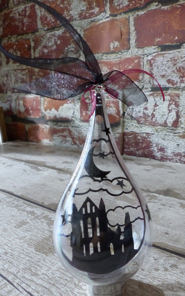 Whitby Abbey Paper cut droplet bauble