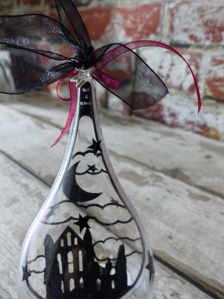 Whitby Abbey Paper cut droplet bauble